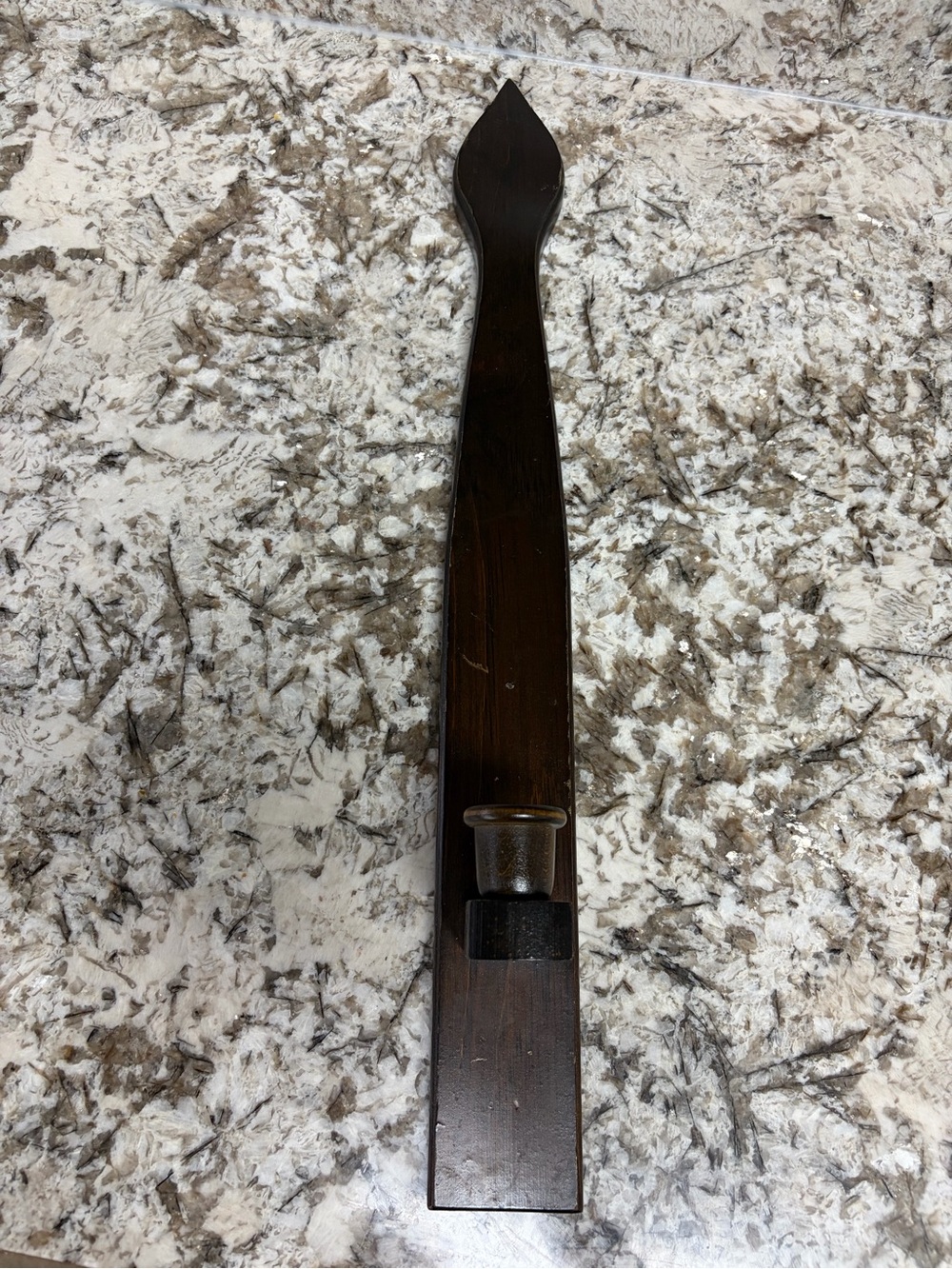 Handcrafted Dark Brown Wooden Wall Candle Sconce -One Available- fall
